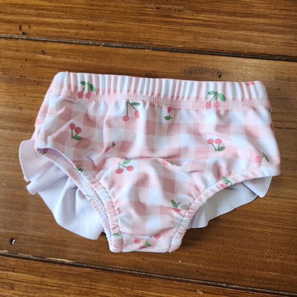 Baby Girl Cherry Print Plaid Bikini Swimsuit & Cap NWOT - Picture 8 of 14